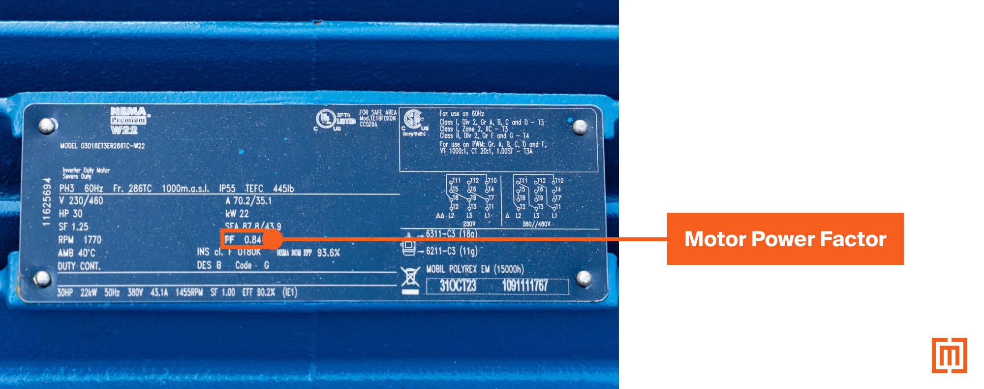 Power Factor on a motor nameplate
